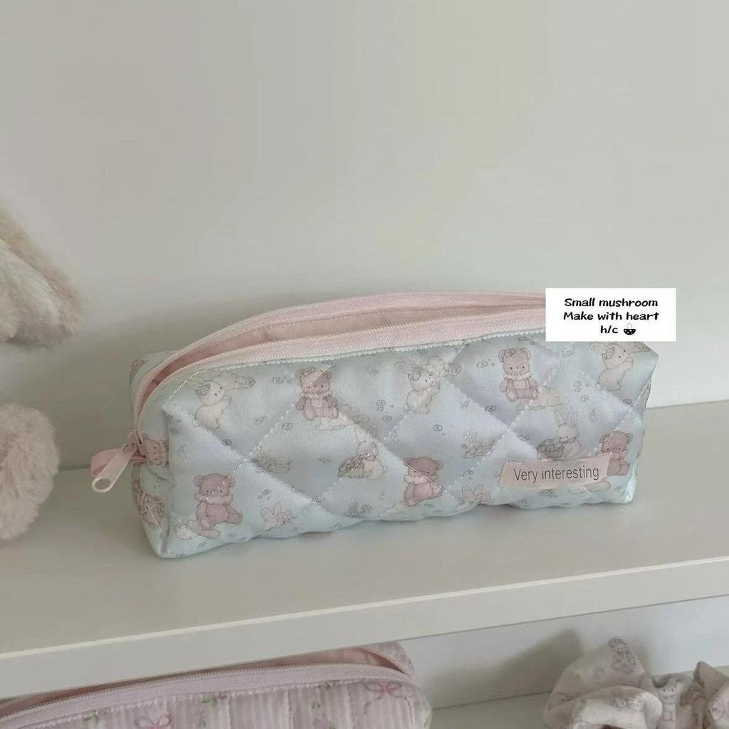Japanese Floral Bear Pencil Case: Cute, Spacious, High-Quality Student Stationery Bag