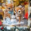 Christmas Cartoon Deer Snowman Fully Transparent Double-sided Visible Glass Home Decoration Stickers