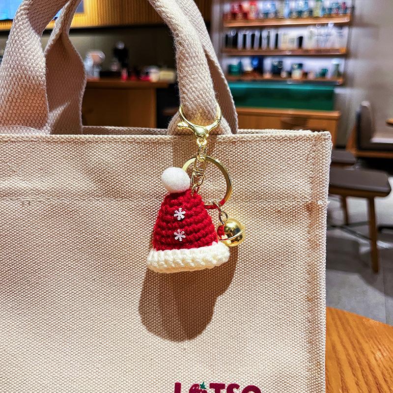 Weihnachten Mini Strickmütze Schlüsselanhänger Handgestrickte Handschuhe Weihnachtsmütze Anhänger Strickmütze Weihnachts-Handschuhe Schlüsselanhänger Neujahr