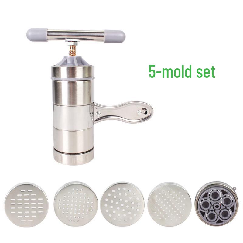 OLOEY Manual Stainless Steel Pasta Maker with 5 Molds