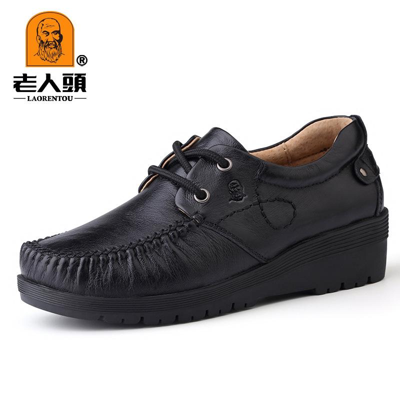 

Голова старика осенние туфли на мягкой подошве повседневные туфли на шнуровке женские одинарные туфли кожаные туфли мамы 41 чёрный