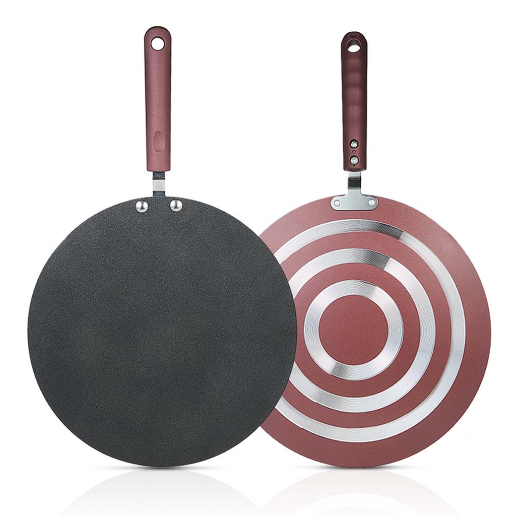 Pancake Pan Aluminum Alloy Crepe Maker Flat Pan Griddle Pan with Spreader & Spatula Crepe Maker Griddle Flat Pan