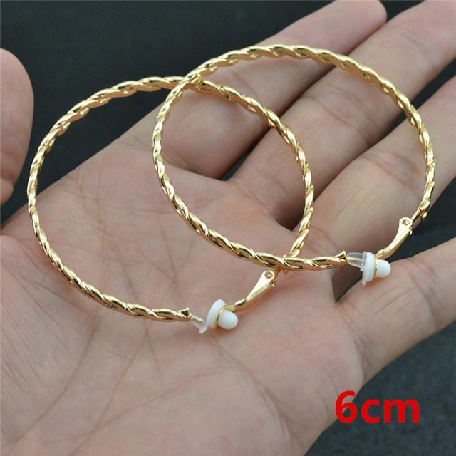 Clip On The Ear Without Piercing Earrings For Women Fashion Jewellery Accessories Rose Gold Black Double Round Threaded Earrings