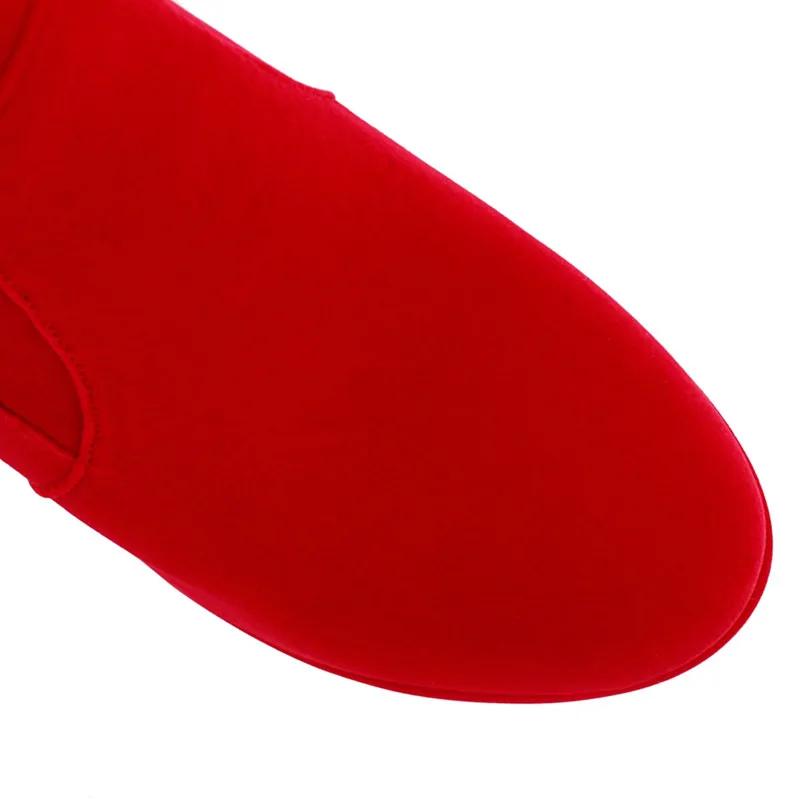Women's High Red Boots Platform Heeled Knee High Long Boot Flock Black Large Size 45 48 Footwear Warm Shoes 2025 Winter Ladies