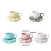 200ml Ceramics Coffee Mugs with Flower Shape Saucers Porcelains Drink Cups Unique Coffee Cups Gift for Women Girlfriend