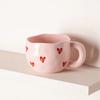 Romantic Heart Print Ceramic Mug Adorable Heat-resistant Coffee Milk Tea Cup for Home Office Ideal Birthday Gift