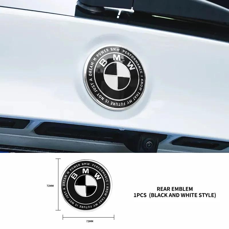 BABA1 1Pcs Front Bonnet Rear Tailgate Emblem 82MM 73MM Thunder Special Limited Edition Joint Black Model For BMW M E36 E46 E60 E90