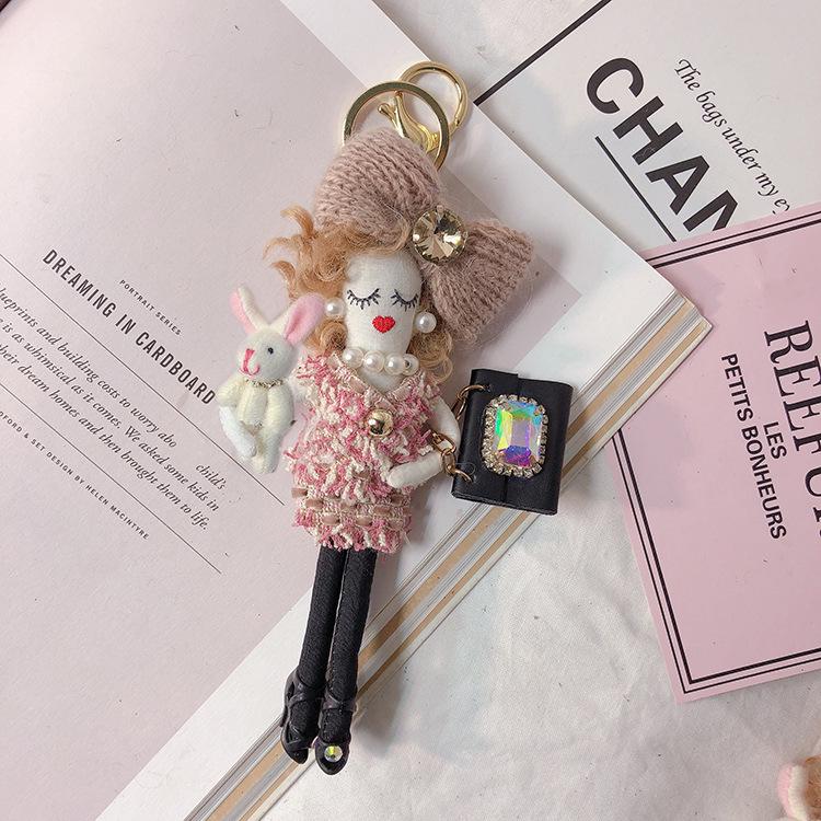 Korean Little Sister Pendant Keychain - Creative Car & Bag Accessory, Handmade Doll Gift