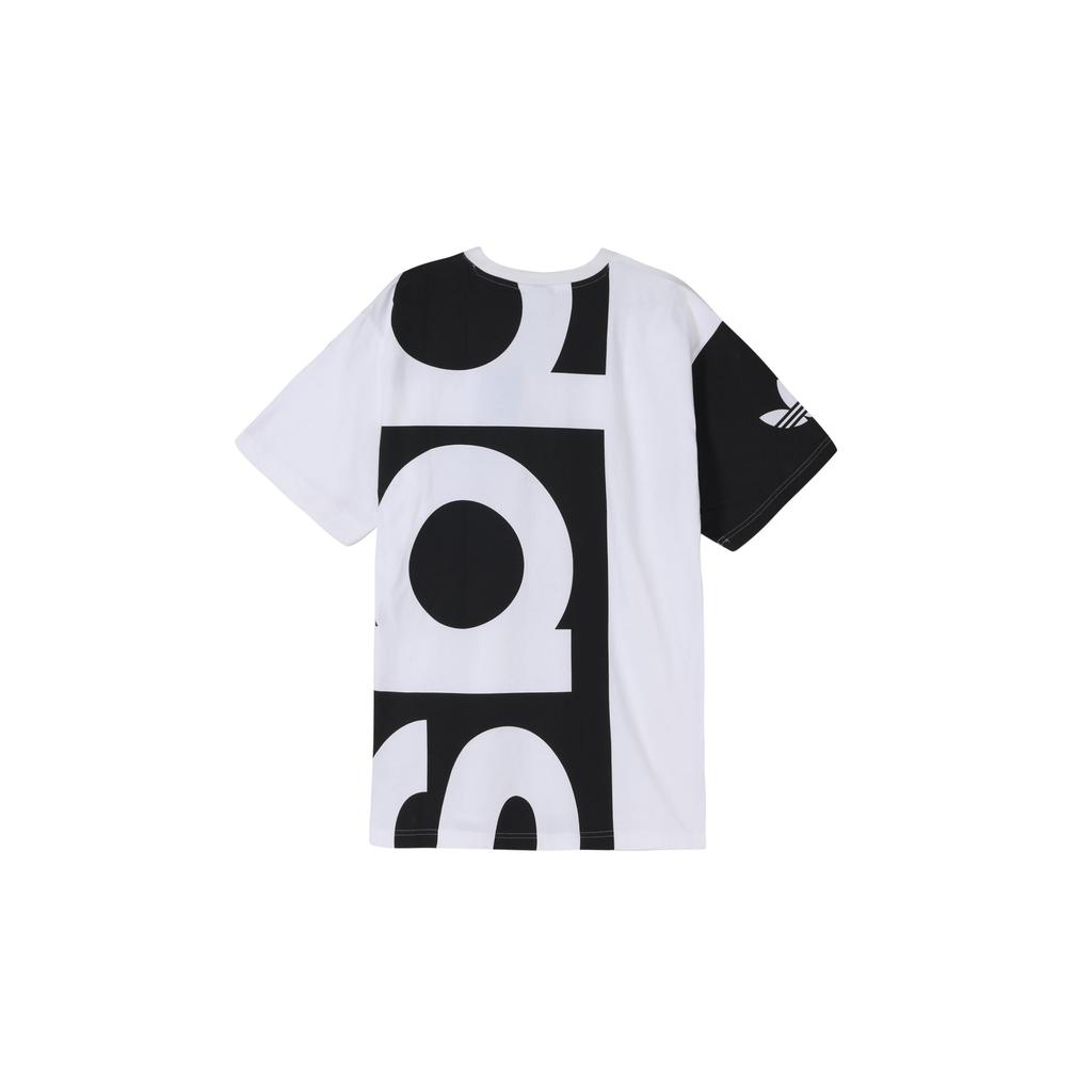 adidas Originals Großes Adi T-Shirt Lockerer Schnitt Kräftiger Grafikdruck Baumwolle Kurzarm-T-Shirt Herren Schwarz Weiß DY6653