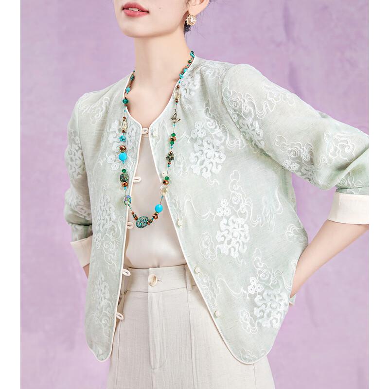 

Женская новая куртка в китайском стиле с вышивкой и жаккардом L