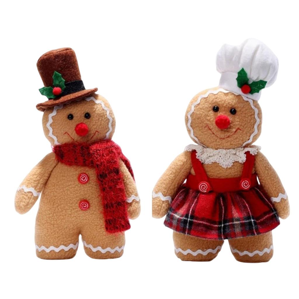 2pcs Cute Gingerbread Mans Gnome Decoration Men's And Women's Plush Set For Christmas Xmas, Indoor And Outdoor Decoration