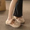 Fashion Spring Fall Hairy Slippers Female Winter Outside Wear Thick Bottom Muffin Household Plush Cotton Slippers