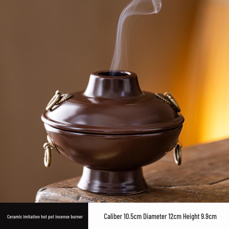 

Ceramic Hot Pot Shaped Incense Burner Plate for Home, Tray Stand, Indoor Use, Agarwood & Sandalwood Incense, Creative Ornament