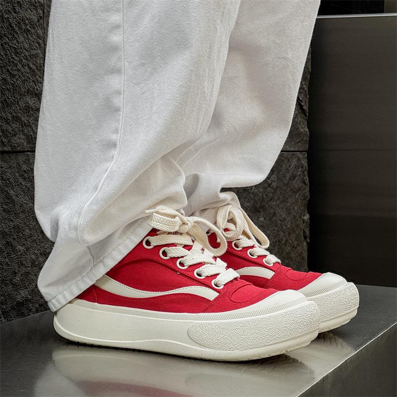 Gulinaza ugly cute crooked big head shoes thick sole heightening casual niche couple board shoes