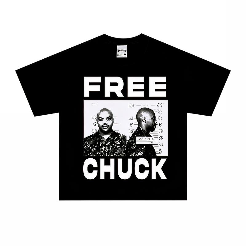 Charles Barkley TShirt Vintage Streetwear Graphic Print Crew Neck Oversized Pure Cotton Casual Fashion Tops For Fans S