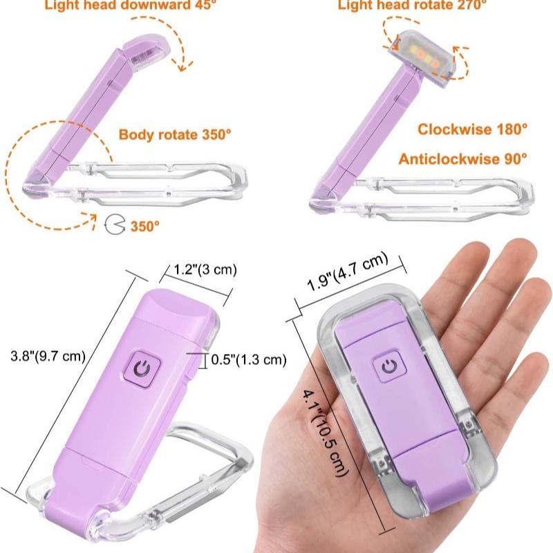 Mini Light Reading Clip Light LED Small Night Light USB Charging Adjustable Brightness Eye Protection Portable