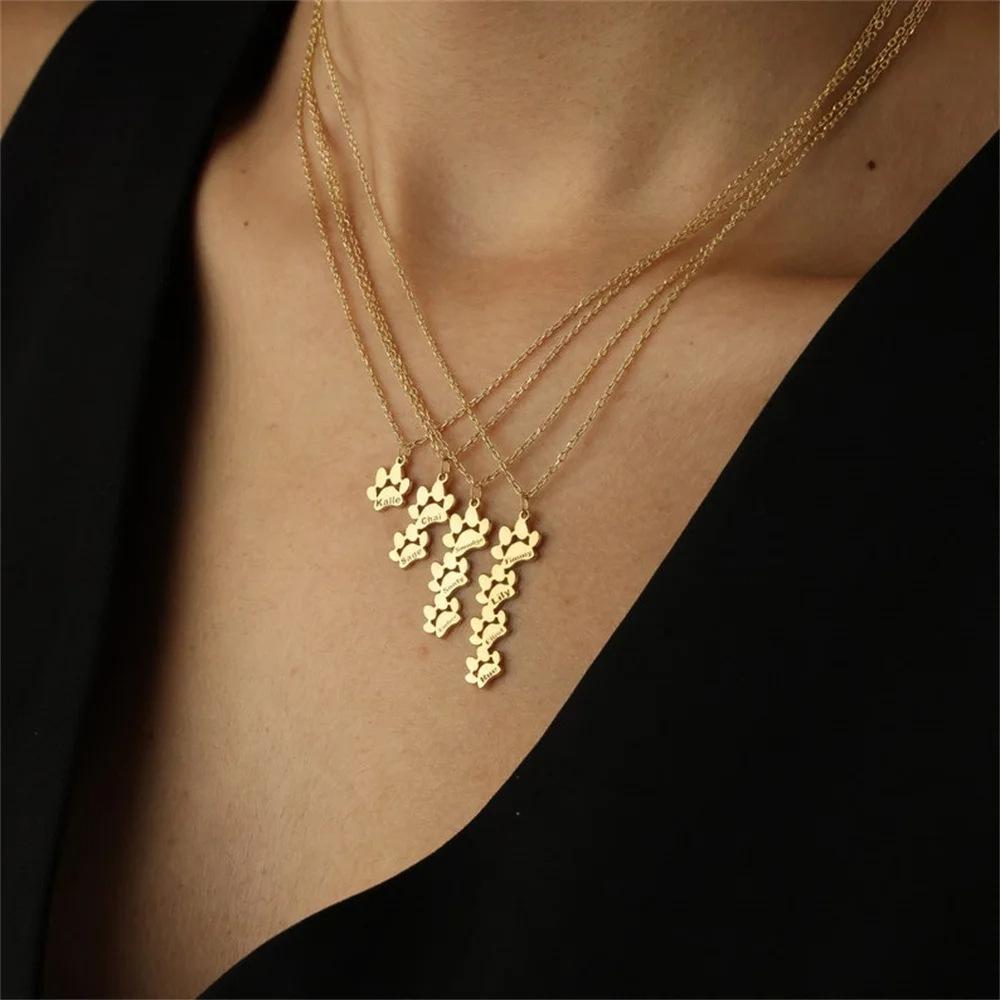 Tiny Paw Print Necklace Paw Necklace Animal Pet Dog Cat Necklace Paw Print