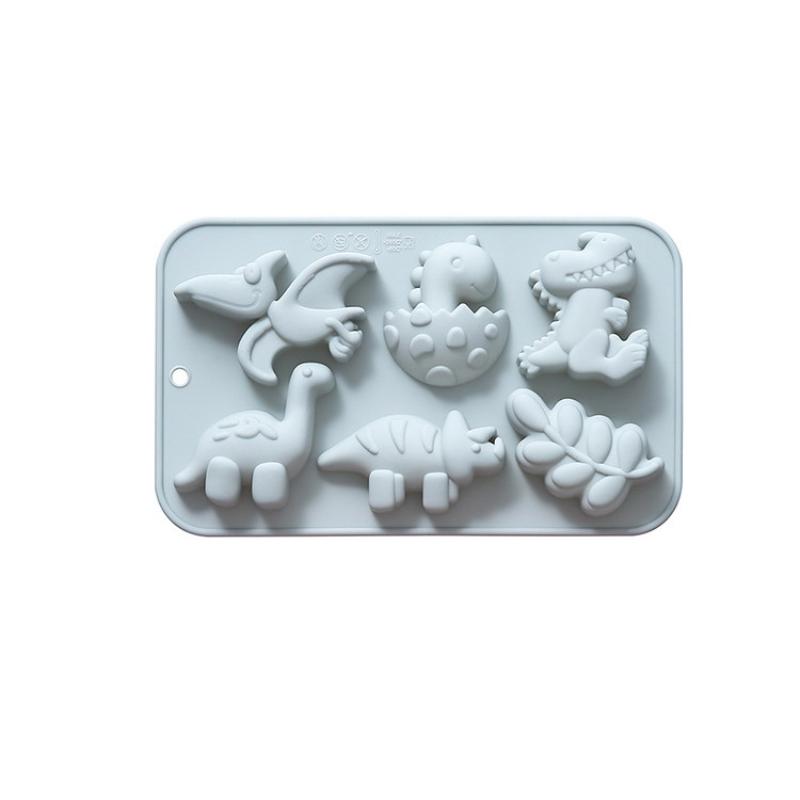 Silicone 6 Cavities Dinosaur Jello Molds For Chocolate Dinosaur Soap Molds For Baking Dessert Cupcake Topper Cake Decoration