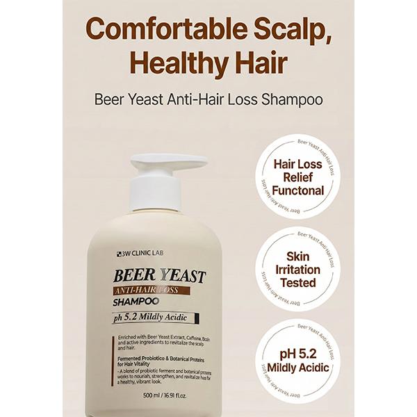 3w Clinic LAB Szampon Przeciw Wypadaniu Włosów z Drożdżami Piwnymi 500ml (2 opcje)