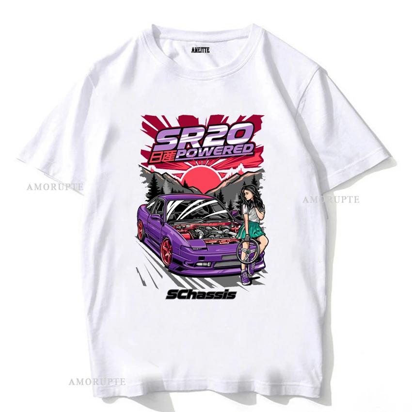 Silvia S14 Louki vs Zenki Silvia S13 S15 Drift King Style T-shirt New Summer Men Short Sleeve JDM Sport Anime Cartoon Boy Tees