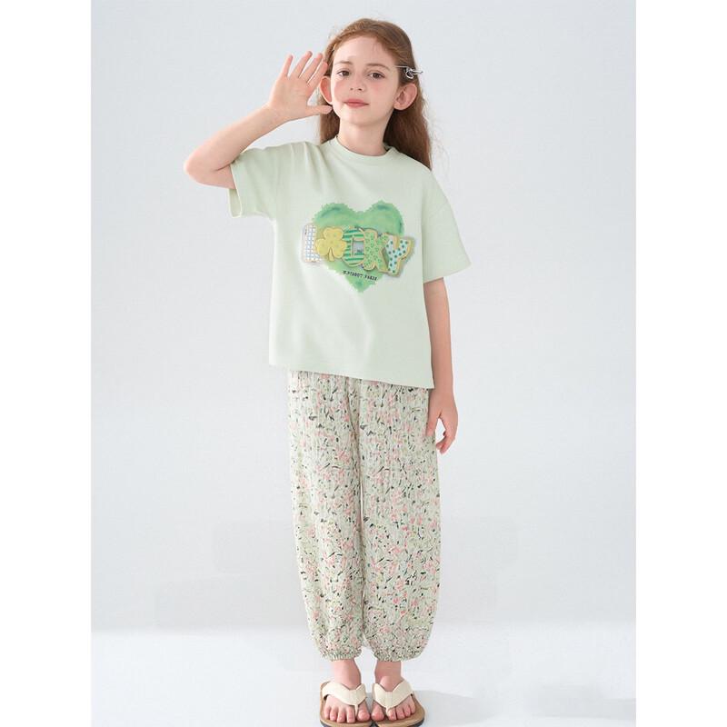 Montagut Girls Floral Casual Summer Set (Short Sleeve Top & Cuffed Pants) 120