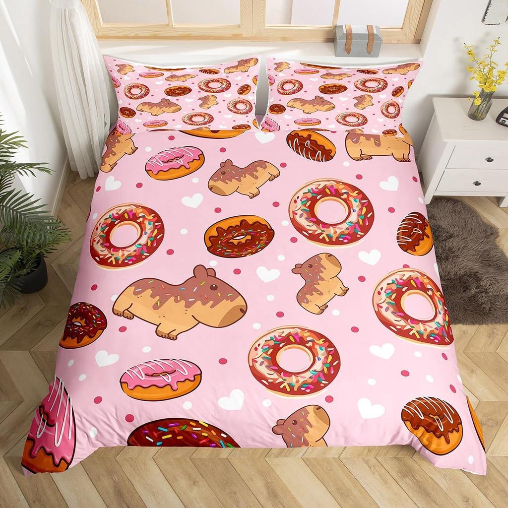 3D Capybara Duvet Cover For Capybara Lovers,Cute Funny Capybara Comforter Cover,Natural Theme Kawaii Rodent Animal Bedding Set