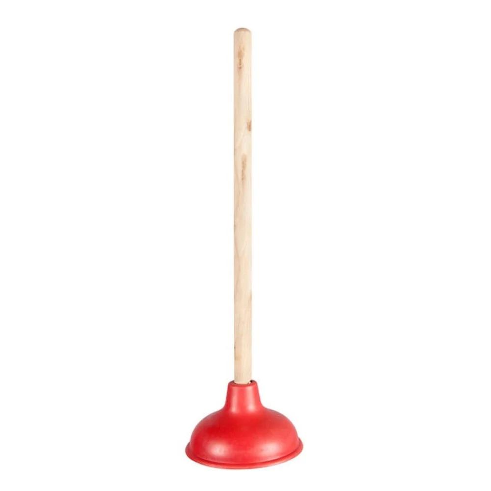 4 Pack Toilet Plunger Set with Wooden Handle and Rubber Grip Effective Bathroom Cleaning