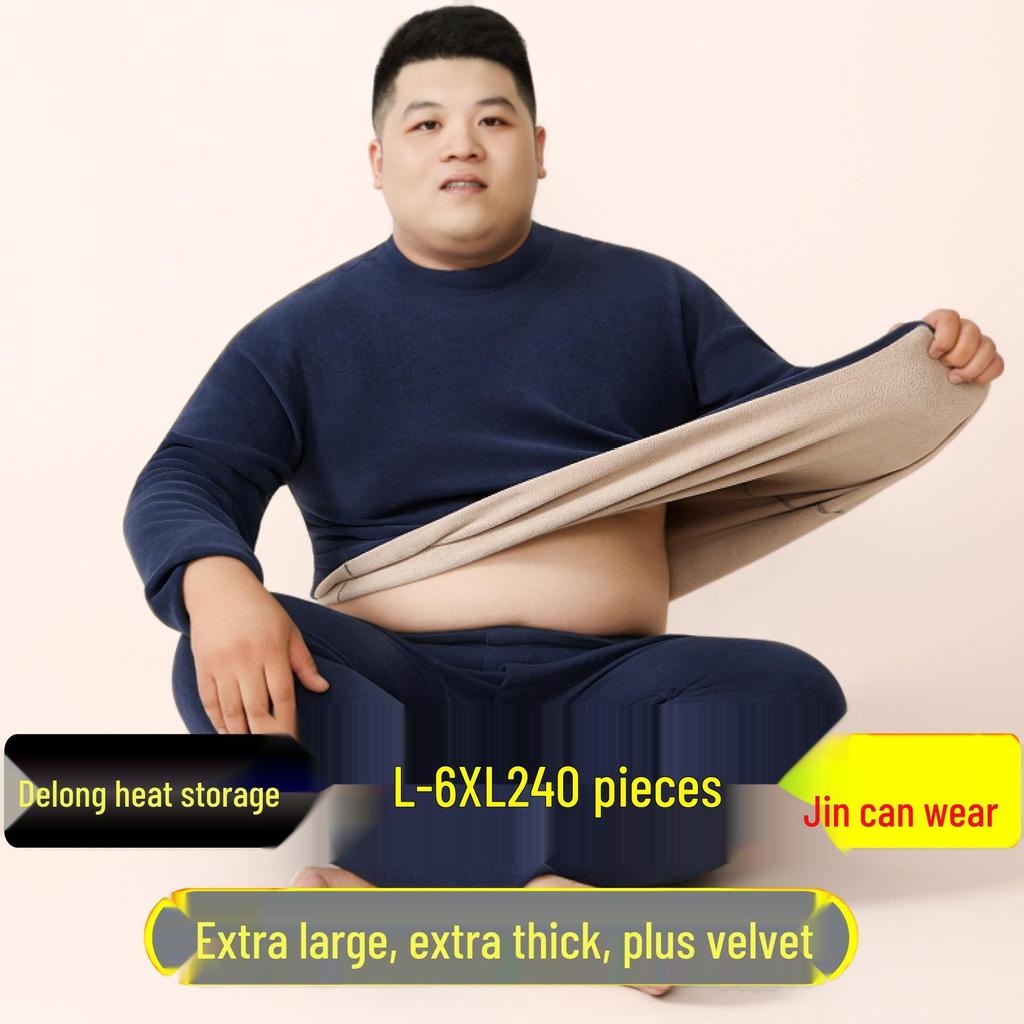 Herren Übergröße Extra Warmes Fleecegefüttertes Unterwäscheset für Herbst und Winter