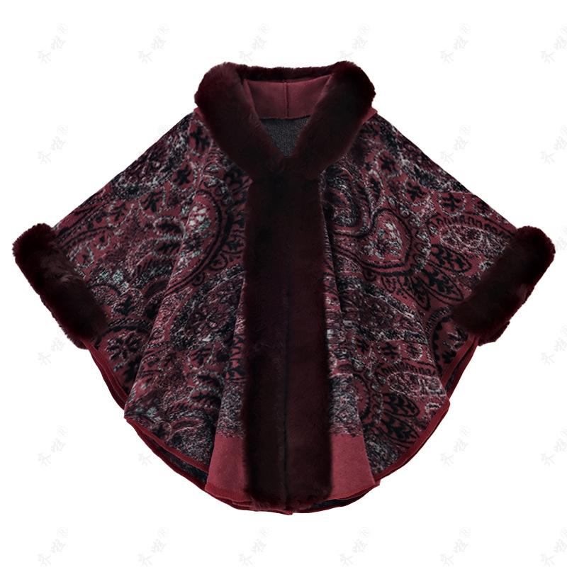 

Жіноча тепла хутряна хутряна хутряна хутра з принтом у стилі бохо. М’яка зручна стильна накидка-пончо з великою накидкою з капюшоном Розкішна хутряна накидка для вечірки one size