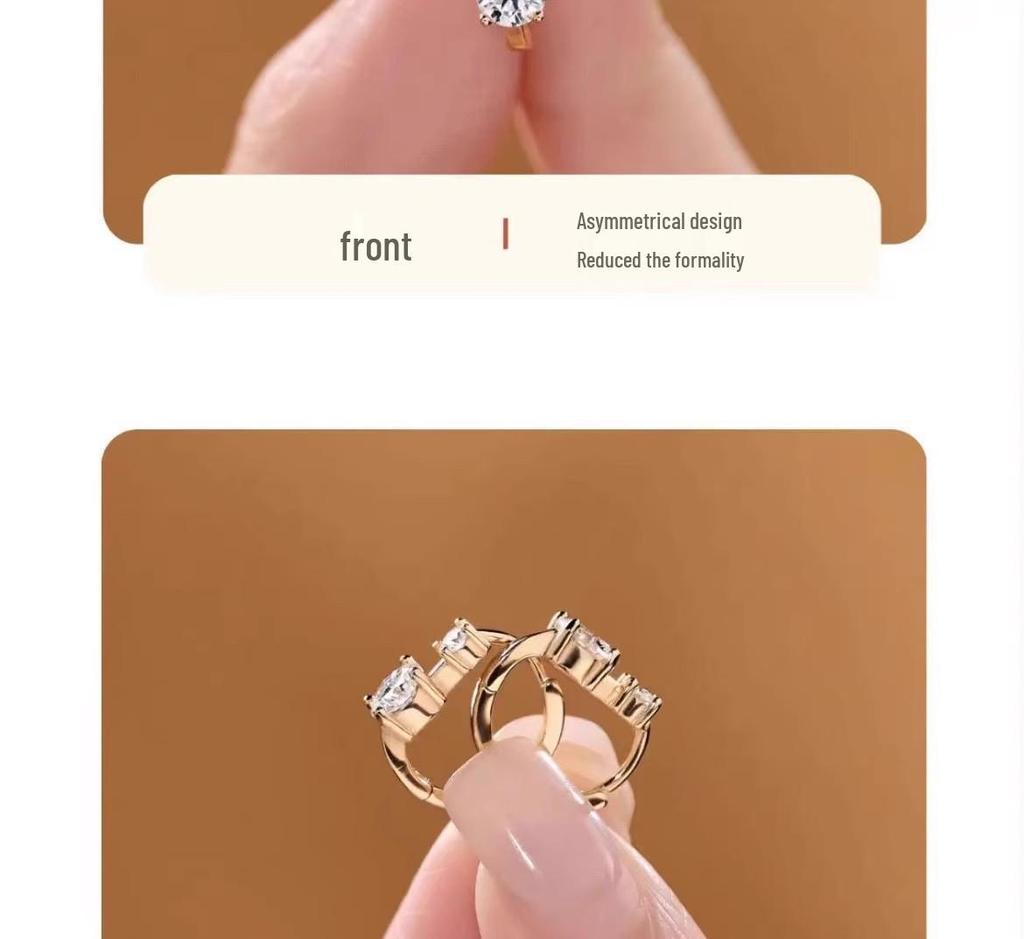 Genuine S925 Sterling Silver Moissanite Diamond Earrings: 18k White Gold-Plated Hoops, Light Luxury Cold Style Studs for Women