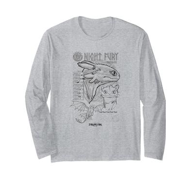 DreamWorks How To Train Your Dragon Night Fury Sketch Toothless Long Sleeve T-Shirt
