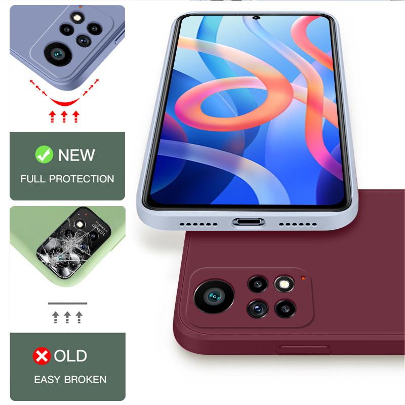 Quadratische Flüssigsilikonhülle für Xiaomi Redmi Note 13 12 11 10 Pro 11S Mi 11 Lite 10T 11T 12T 13T Pro Stoßfeste Dünne Rückabdeckung