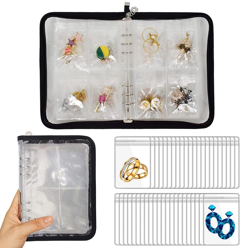 Earring Organizer Case Travel Jewelry Organizer Transparent Jewelry Storage Book For Necklace Bracelet Ring Holder With Bag