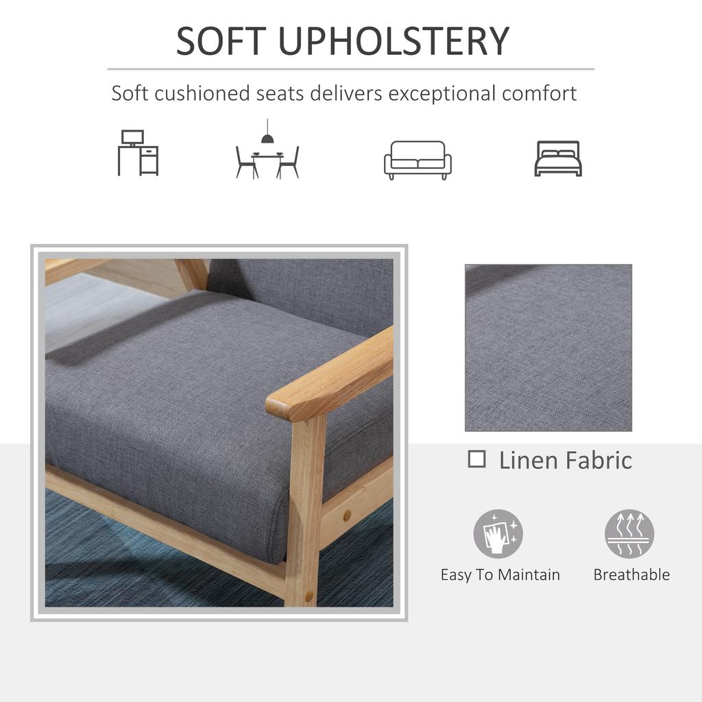 Minimalistic Wooden Frame Accent Chair, with Padded Seat