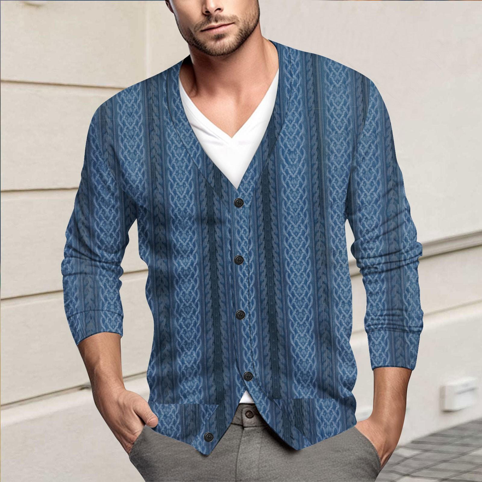 

Мужская повседневная однобортная модная куртка-кардиган с длинными рукавами на пуговицах M