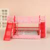 1Set Dollhouse Mini Princess Bunk Bed Featuring Slide Simulation Furniture Model Toy Accessories Dolls House Bedroom Decoration