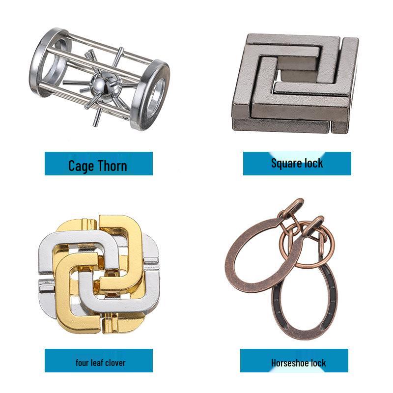 Kongming Lock Puzzle Set: Nine Interlocking Alloy Rings - Educational Disentanglement Toy