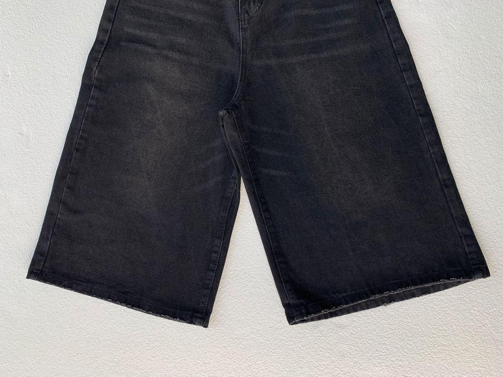 Damen American Style Retro Schwarze Denim Capri-Hosen - Sommer Locker Mittellang Fünf-Punkt Gerade Bein Übergröße Shorts