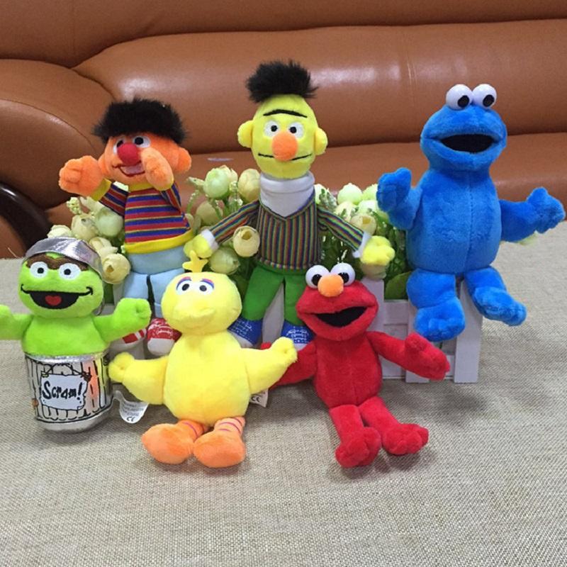 Adorable 6pcs Sesame Street Plush Doll Set Featuring Cookie Monster Elmo Big Bird Bert Ernie