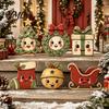 Wooden Holiday Ornaments 6Pcs Christmas Tabletop Signs, Xmas Sign Decor, Santa Reusable Figurines Snowman Reindeer Gingerbread House for Mantel Table