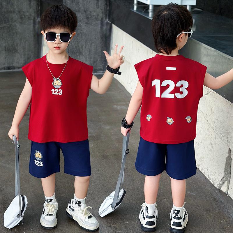 Boys' Summer Vest Set 2026 New Children's Clothing Korean Style Boys' Summer Clothing Boys' Baby Thin Sleeveless Clothes