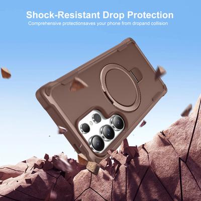For Samsung Galaxy S24 Ultra Case Compatible with MagSafe Kickstand TPU+PC Shockproof Phone Back Cover