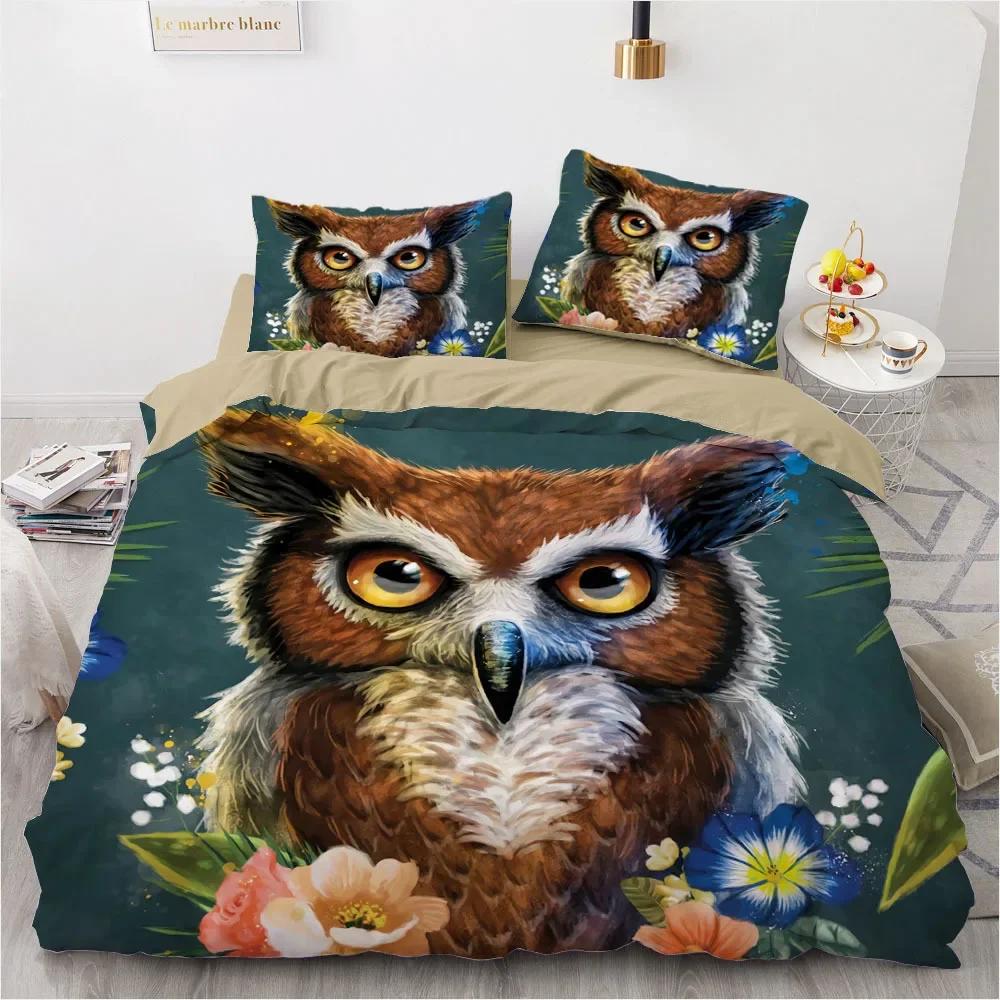 Comforter Ropa De Cama Bed Comforter Set Luxury King Size Owl Bedclothes Set For Beds Home Textile Double Size 228X228 High Quality