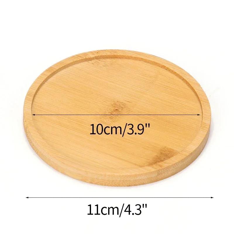 Multi Bamboo Tray Wood Saucer Flower Pot Tray Cup Pad Coaster Plate Kitchen Decorative Plate Creative Coaster Coffee Cup Mat