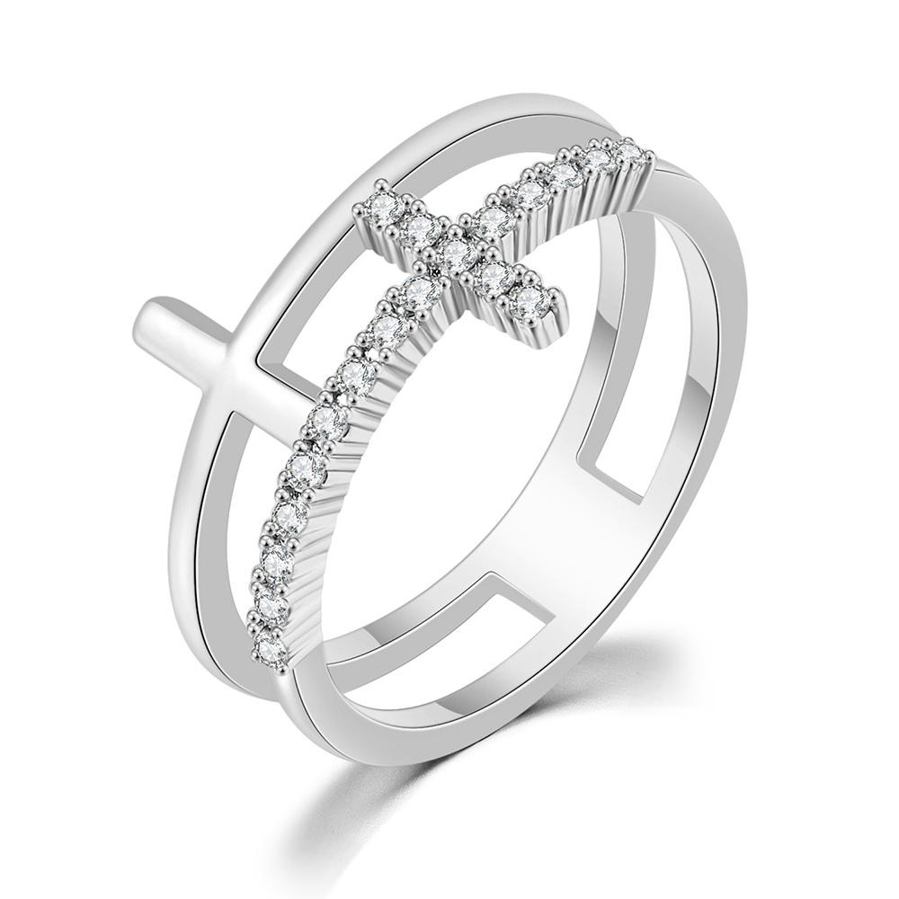 Anelli sottili incrociati di personalità per donna Moda coreana Cristallo Micro Pave Zirconia Cubica Anello per pollice Gioielli Accessori da sposa Regalo R715