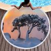 Round Beach Towel,Fantasy Winter Tree Printing Polyester Sand Resistant Beach Blanket,Absorbent Quick Dry Pool Towel Picnic Mat