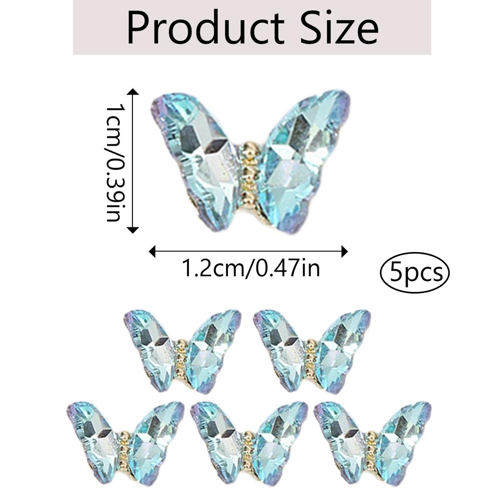 1Bag Butterfly Nail Rhinestones 3D Nail Charms Fashionable Nail Craft Accessories Embellishment for DIY Decoration