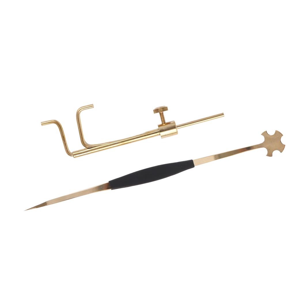 Yibuy 4-Piece Violin Soundpost S-Style Column Hook Installation and Repair Tool Set for String Instrument Makers - Black & Gold