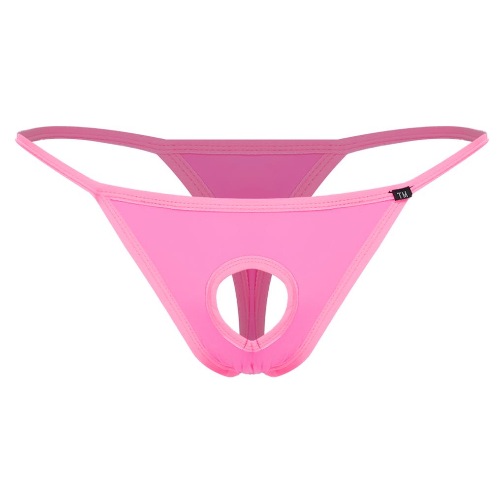 Mens Low Rise Thong Underpants Hollow out Bulge T-back Micro Briefs Underwear