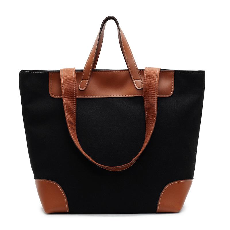 

Портативная холщовая сумка большой вместимости, новая ретро сумка-тоут через плечо, дорожная сумка. чёрный